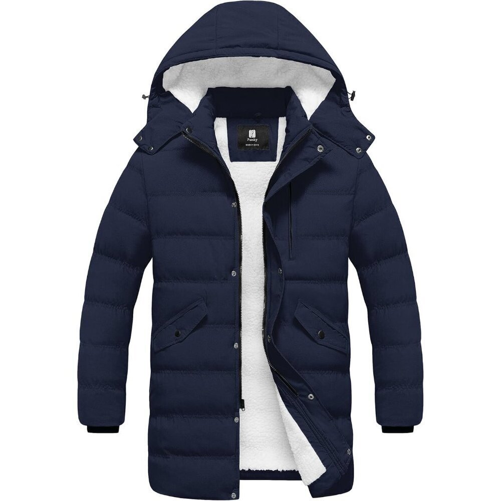 Men's Long Winter Coat Warm Sherpa Lined Quilted Puffer Jacket Waterproof Thicke